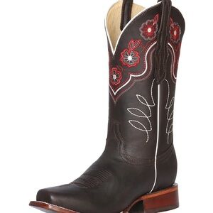 El General Brown and Red Embroidered Western Boots